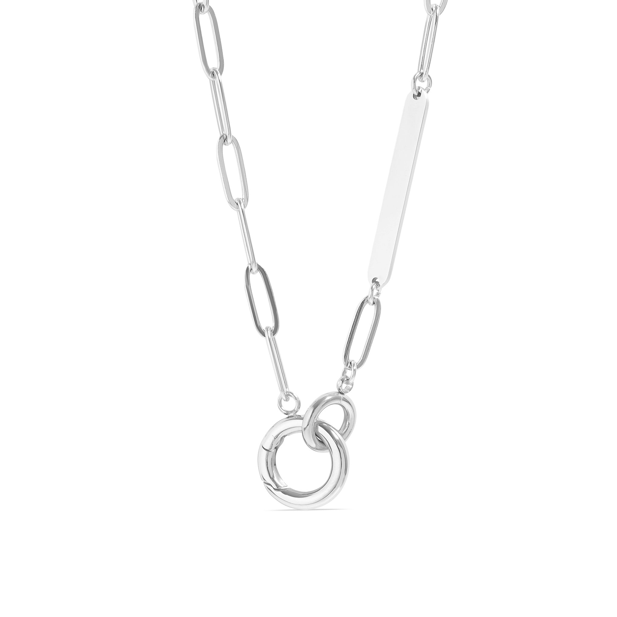18K Gold PVD Engravable Paperclip Charm Holder Necklace