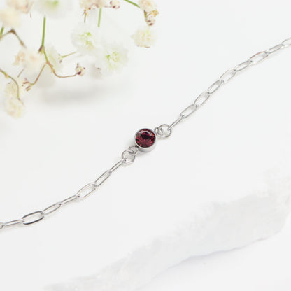 Stainless Steel Round Cubic Zirconia Birthstone Connector Charm