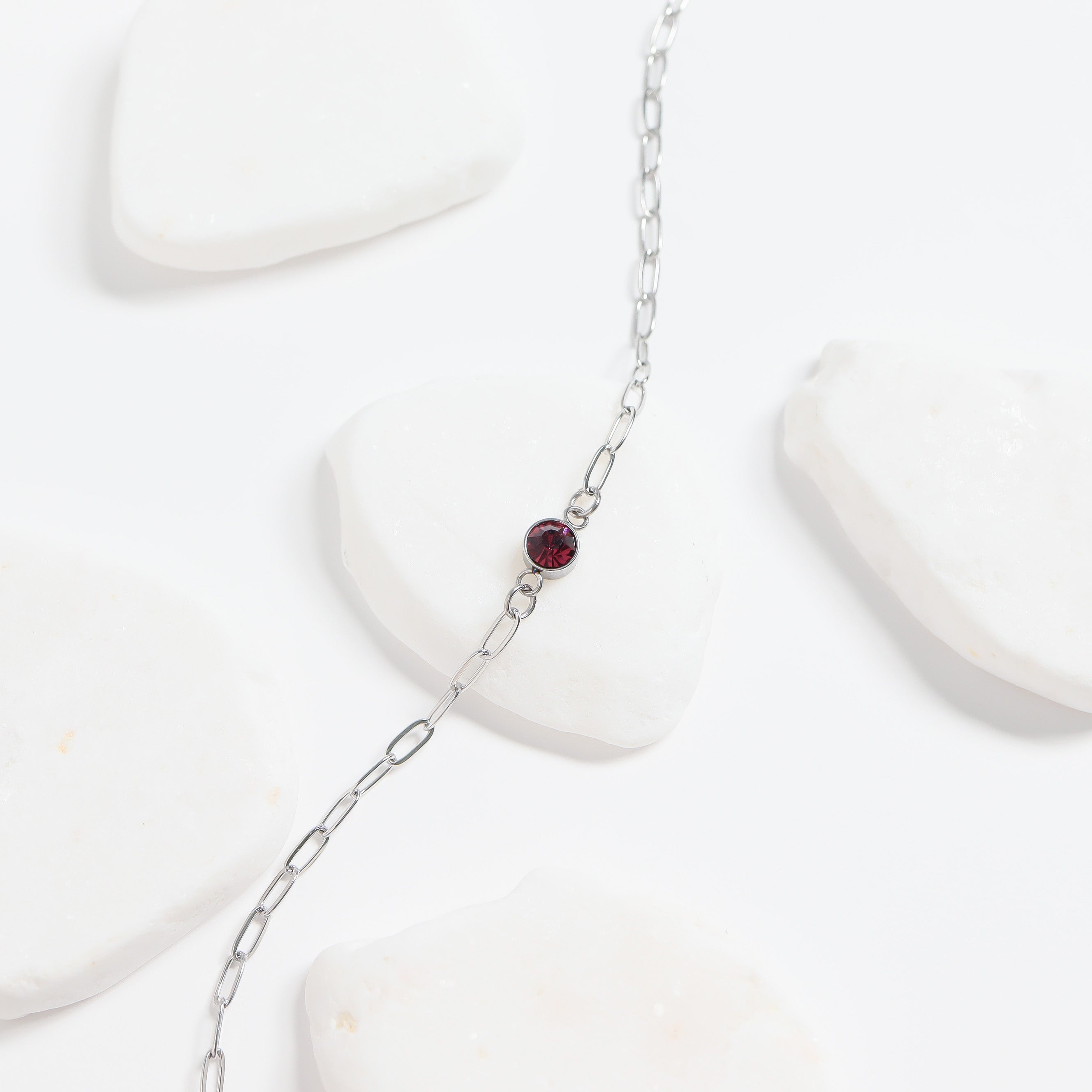 Stainless Steel Round Cubic Zirconia Birthstone Connector Charm