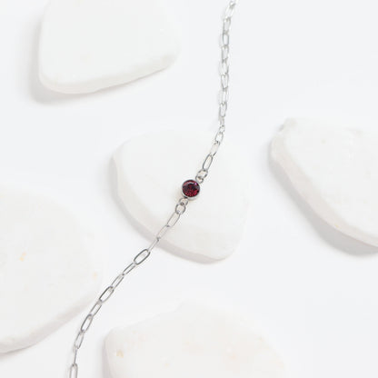 Stainless Steel Round Cubic Zirconia Birthstone Connector Charm