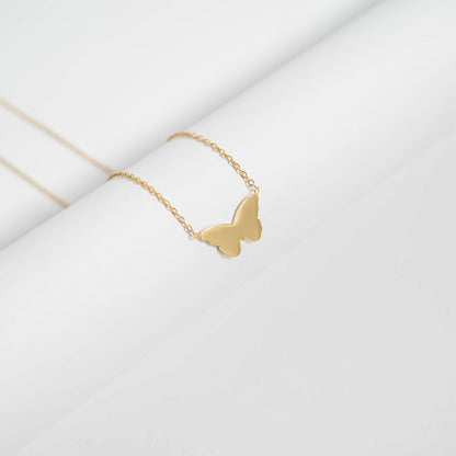 18K Gold PVD Stainless Steel Blank Engravable Butterfly Necklace