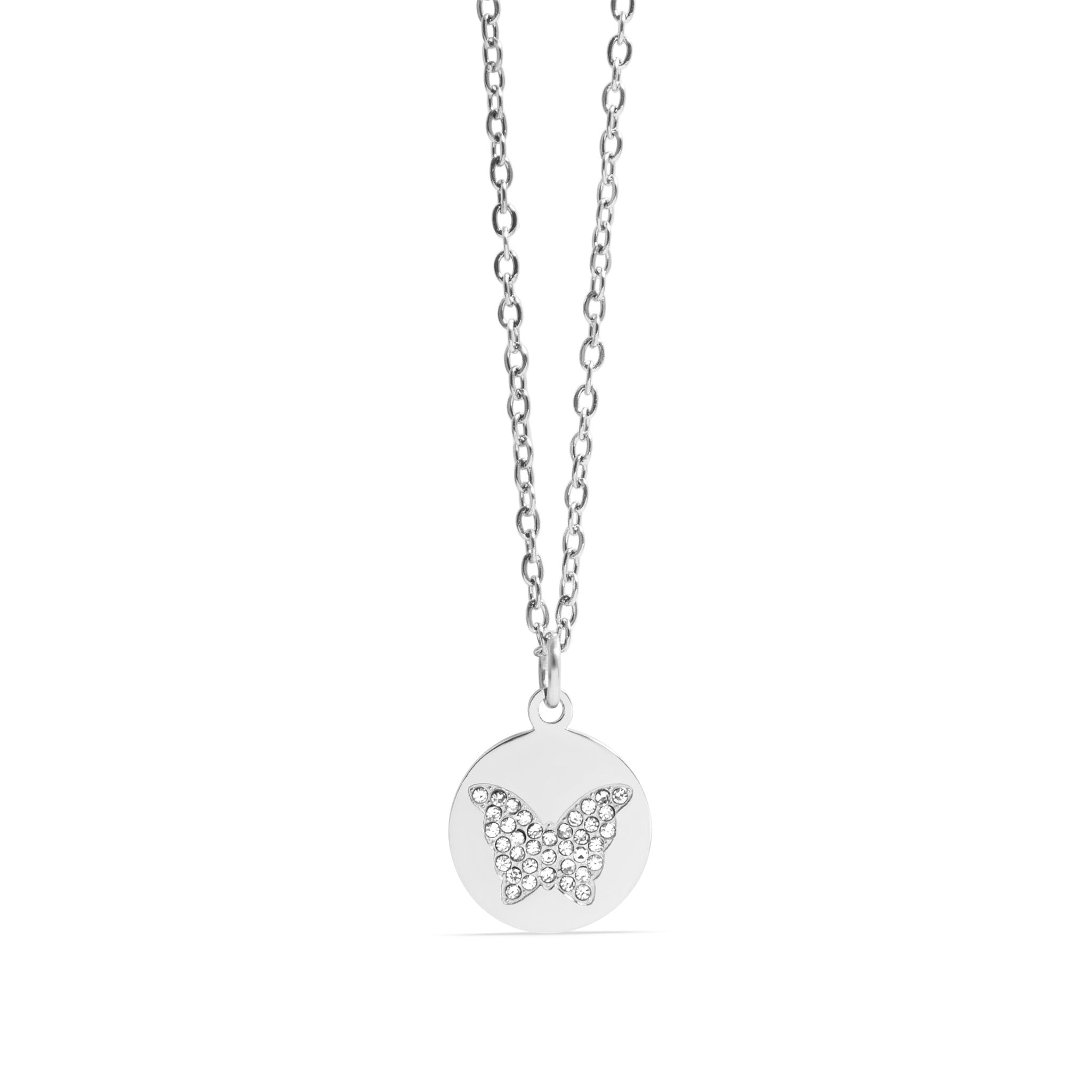 18K Gold PVD Stainless Steel Stone Butterfly Pendant Necklace