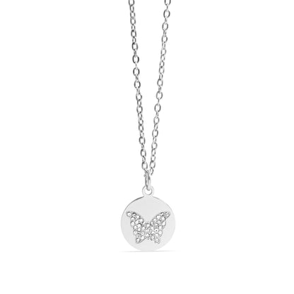 18K Gold PVD Stainless Steel Stone Butterfly Pendant Necklace