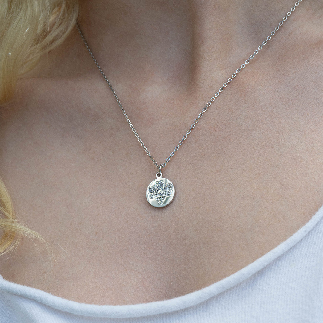 18K Gold PVD Stainless Steel Stone Bee Pendant Necklace