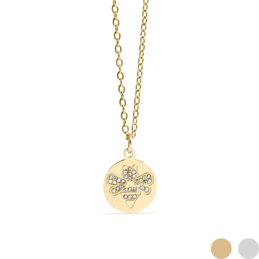 18K Gold PVD Stainless Steel Stone Bee Pendant Necklace