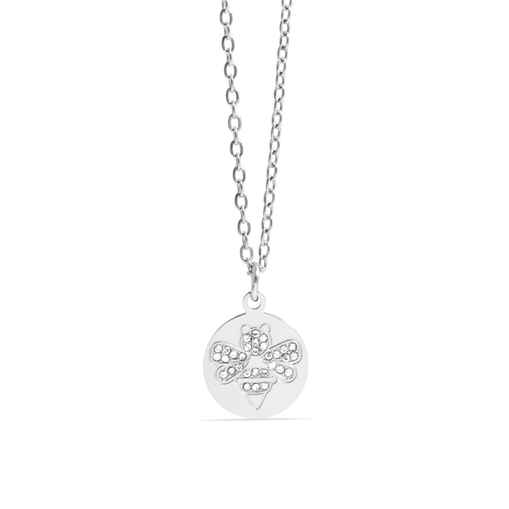 18K Gold PVD Stainless Steel Stone Bee Pendant Necklace
