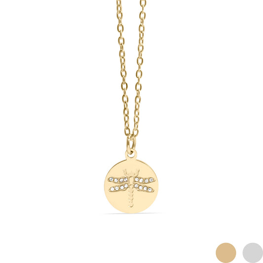 18K Gold PVD Stainless Steel Stone Dragonfly Pendant Necklace