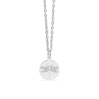 18K Gold PVD Stainless Steel Stone Dragonfly Pendant Necklace