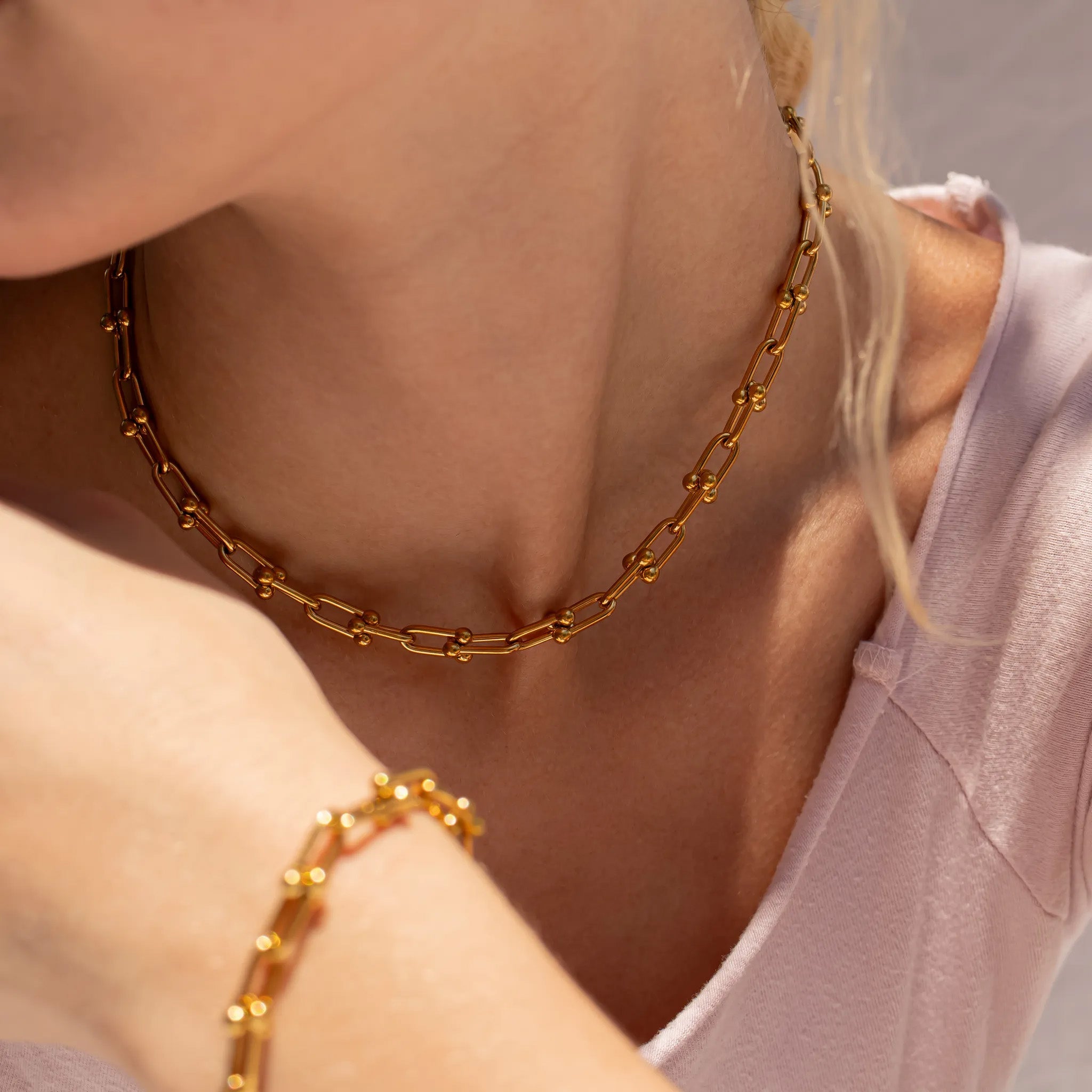 18K Gold PVD Stainless Steel Hardware Necklace