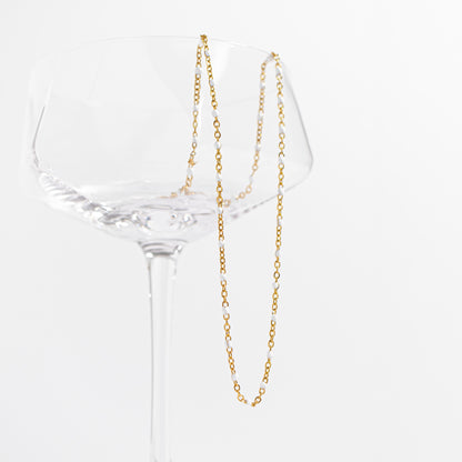 18K Gold PVD Stainless Steel Confetti White Chain Necklace
