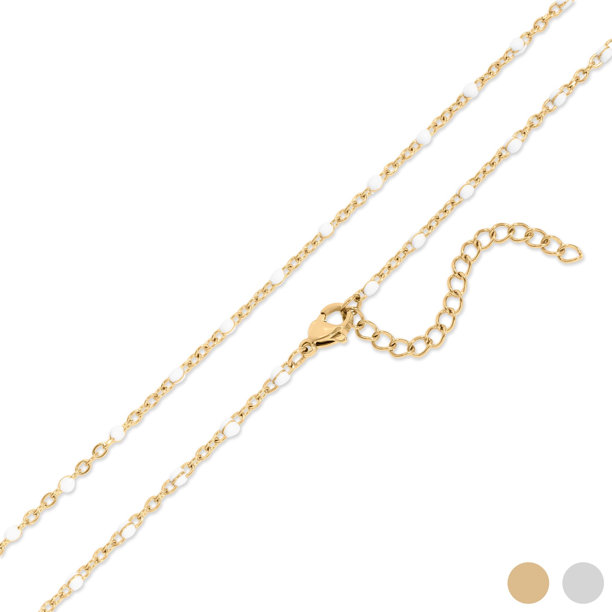 18K Gold PVD Stainless Steel Confetti White Chain Necklace
