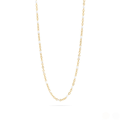 18K Gold PVD Stainless Steel Confetti White Chain Necklace