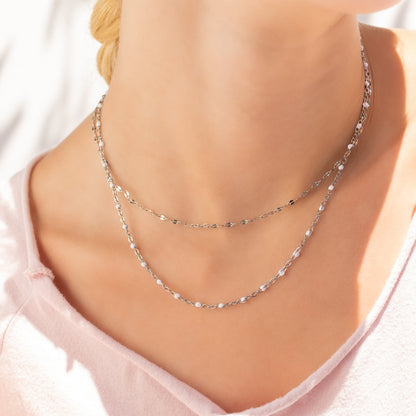 18K Gold PVD Stainless Steel Confetti White Chain Necklace