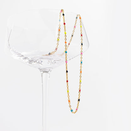 18K Gold PVD Stainless Steel Multi Confetti Chain Necklace