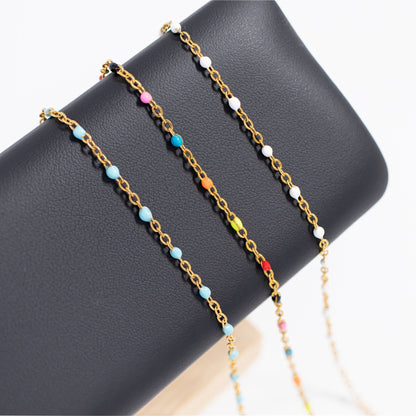 18K Gold PVD Stainless Steel White Confetti Bracelet