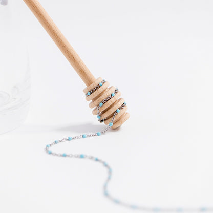 18K Gold Stainless Steel Turquoise Chain Necklace