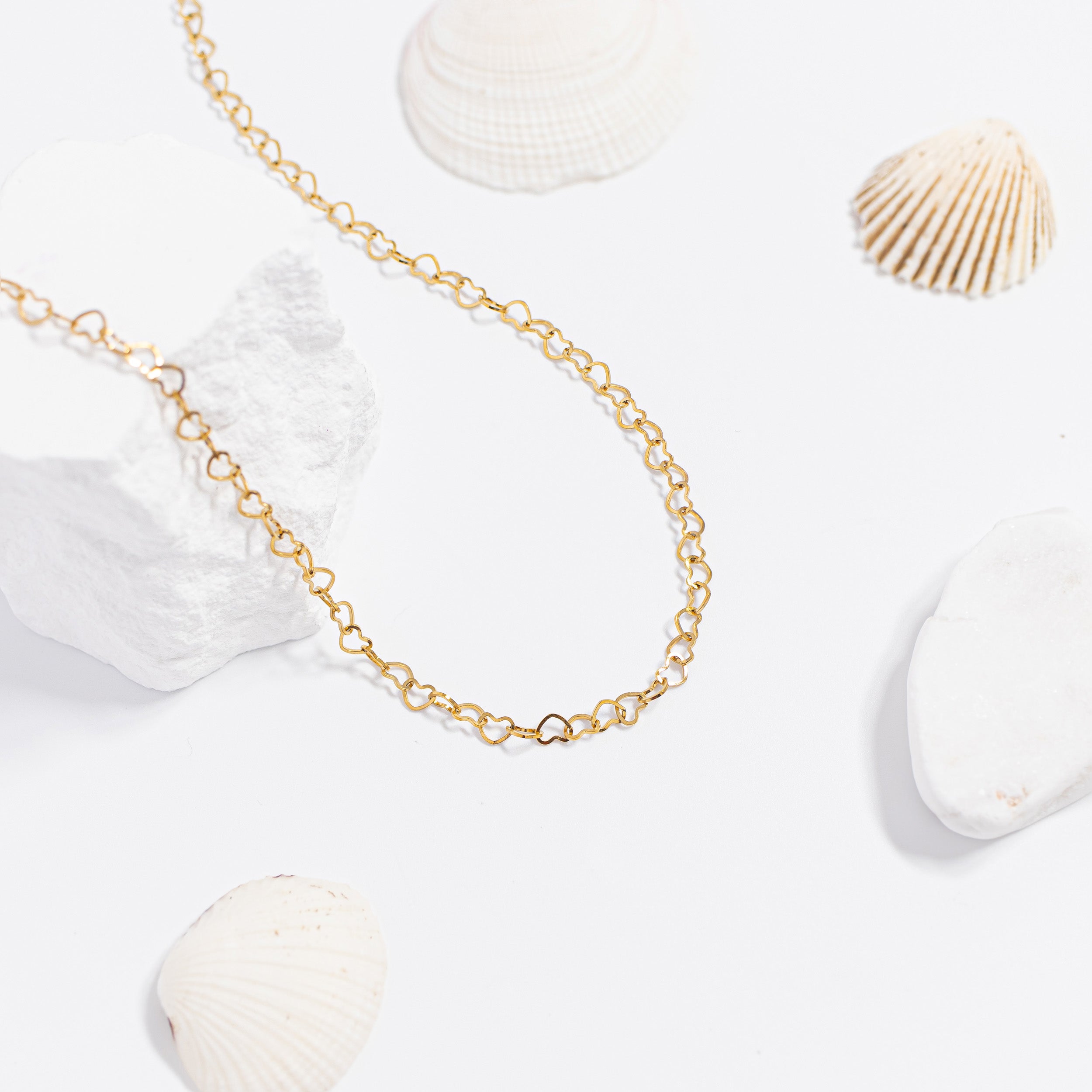 18K Gold PVD Stainless Steel Heart Chain Necklace