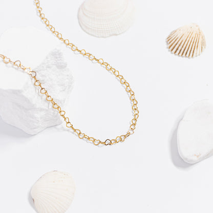 18K Gold PVD Stainless Steel Heart Chain Necklace