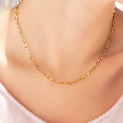18K Gold PVD Stainless Steel Heart Chain Necklace