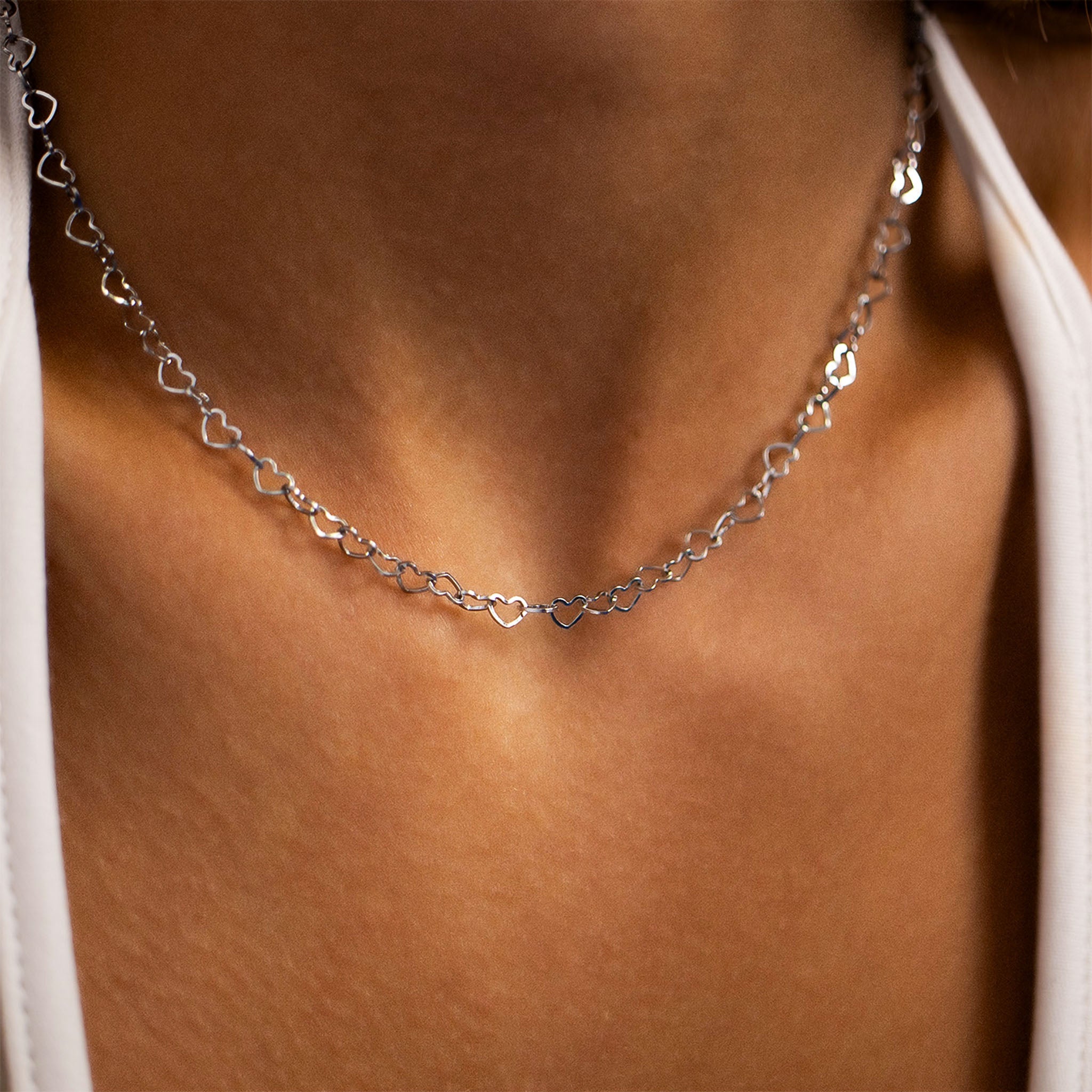 18K Gold PVD Stainless Steel Heart Chain Necklace