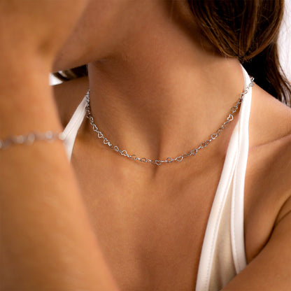 18K Gold PVD Stainless Steel Heart Chain Necklace