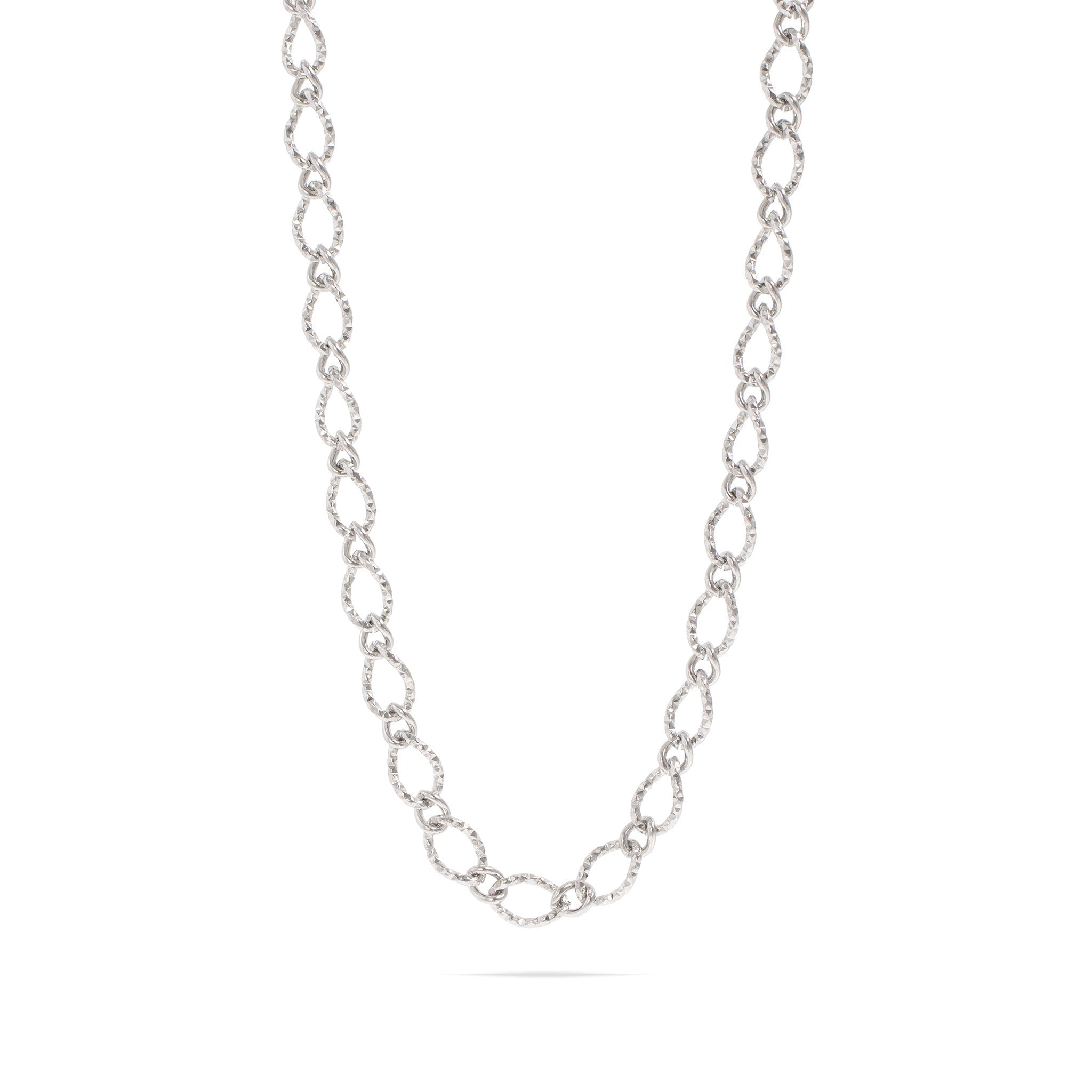 18K Gold PVD Stainless Steel Hammered Oval Chain Necklace