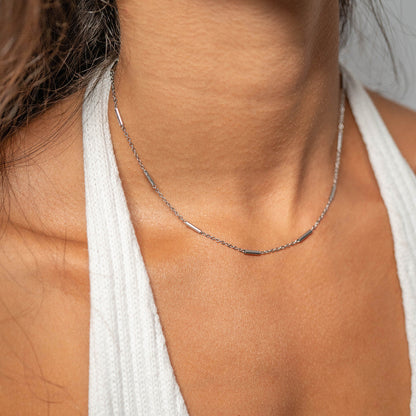 18K Gold PVD Stainless Steel Satellite Bar Chain Necklace