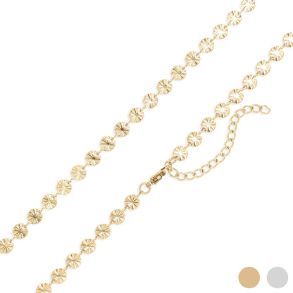 18K Gold PVD Stainless Steel Sunburst Chain Necklace