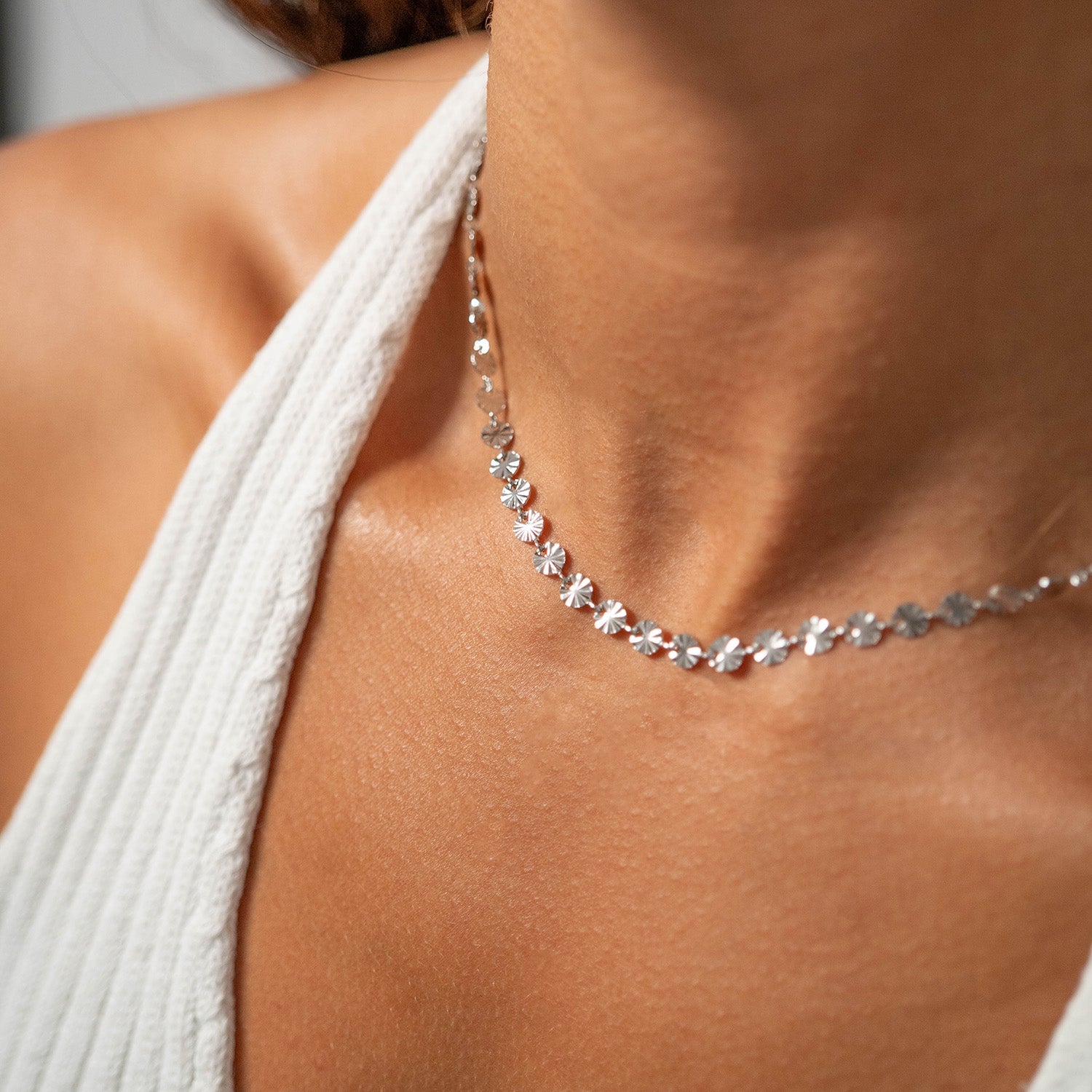 18K Gold PVD Stainless Steel Sunburst Chain Necklace