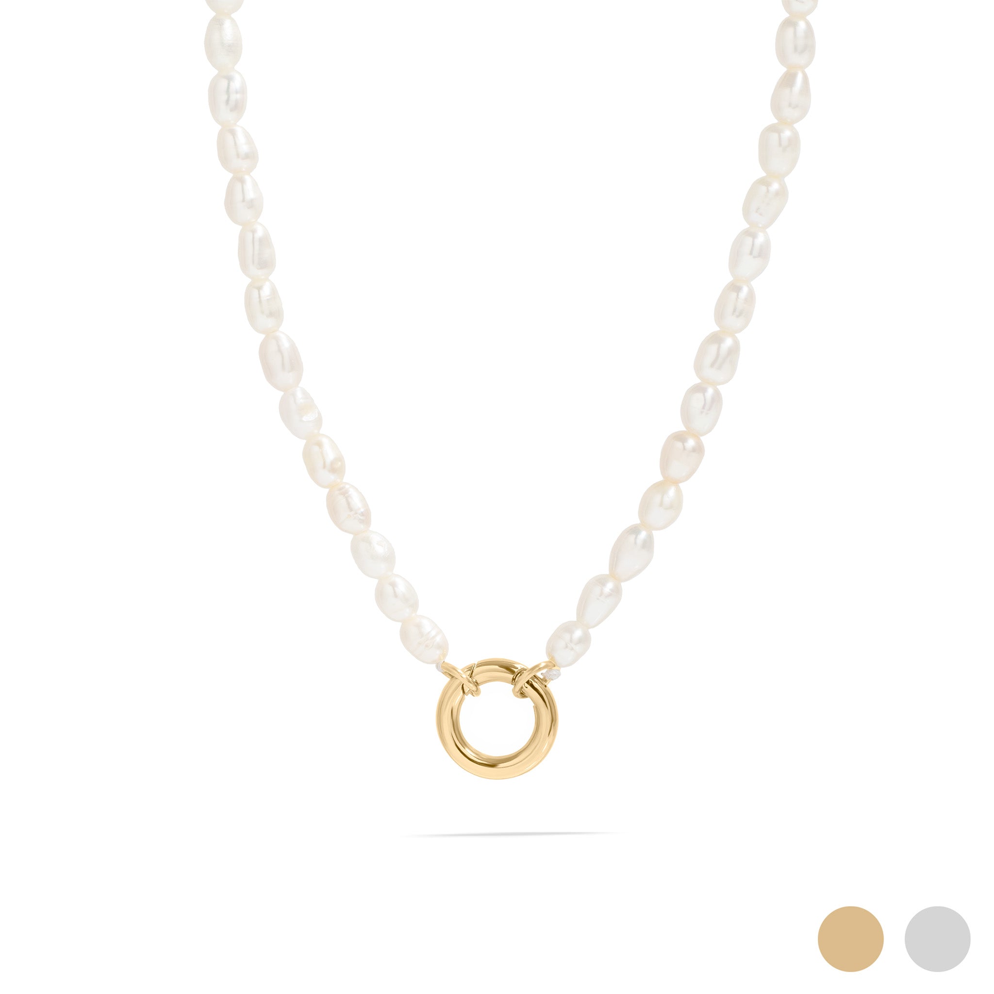 18K Gold PVD Stainless Steel Freshwater Pearl Charm Holder Necklace