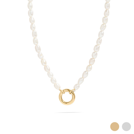 18K Gold PVD Stainless Steel Freshwater Pearl Charm Holder Necklace