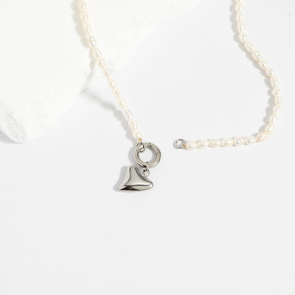 18K Gold PVD Stainless Steel Freshwater Pearl Charm Holder Necklace