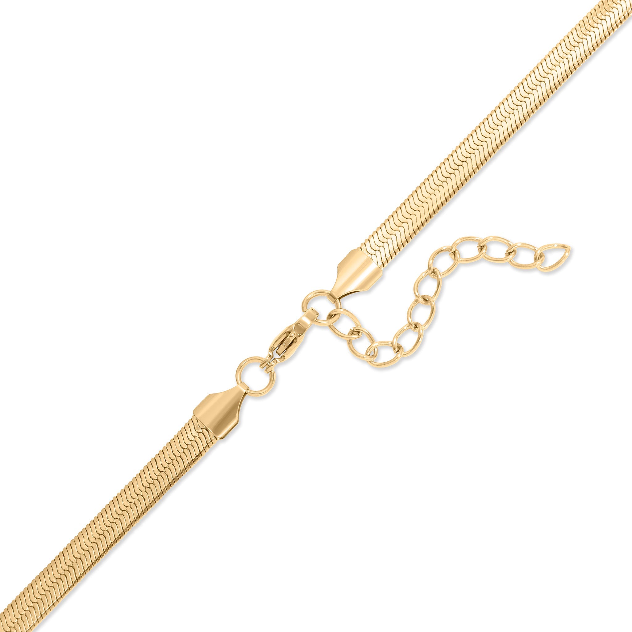18K Gold PVD Stainless Steel Herringbone Charm Holder Necklace
