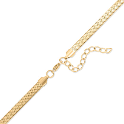 18K Gold PVD Stainless Steel Herringbone Charm Holder Necklace