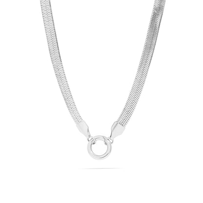 18K Gold PVD Stainless Steel Herringbone Charm Holder Necklace