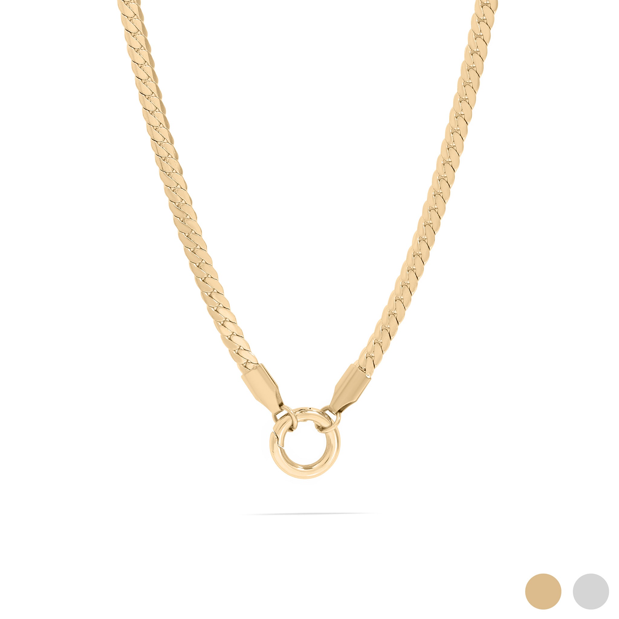 18K Gold PVD Stainless Steel Curb Chain Charm Holder Necklace