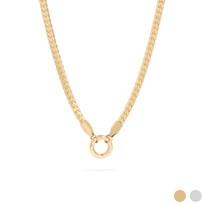 18K Gold PVD Stainless Steel Curb Chain Charm Holder Necklace