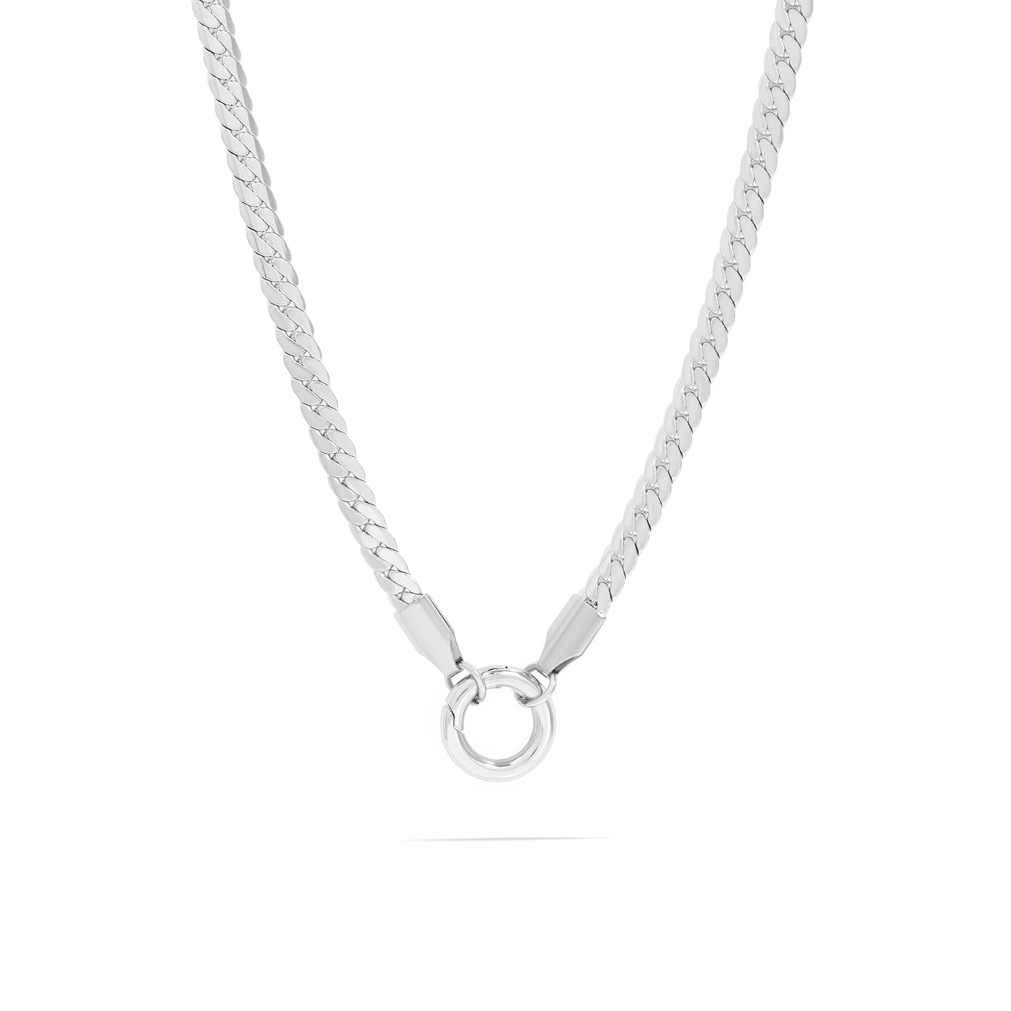 18K Gold PVD Stainless Steel Curb Chain Charm Holder Necklace
