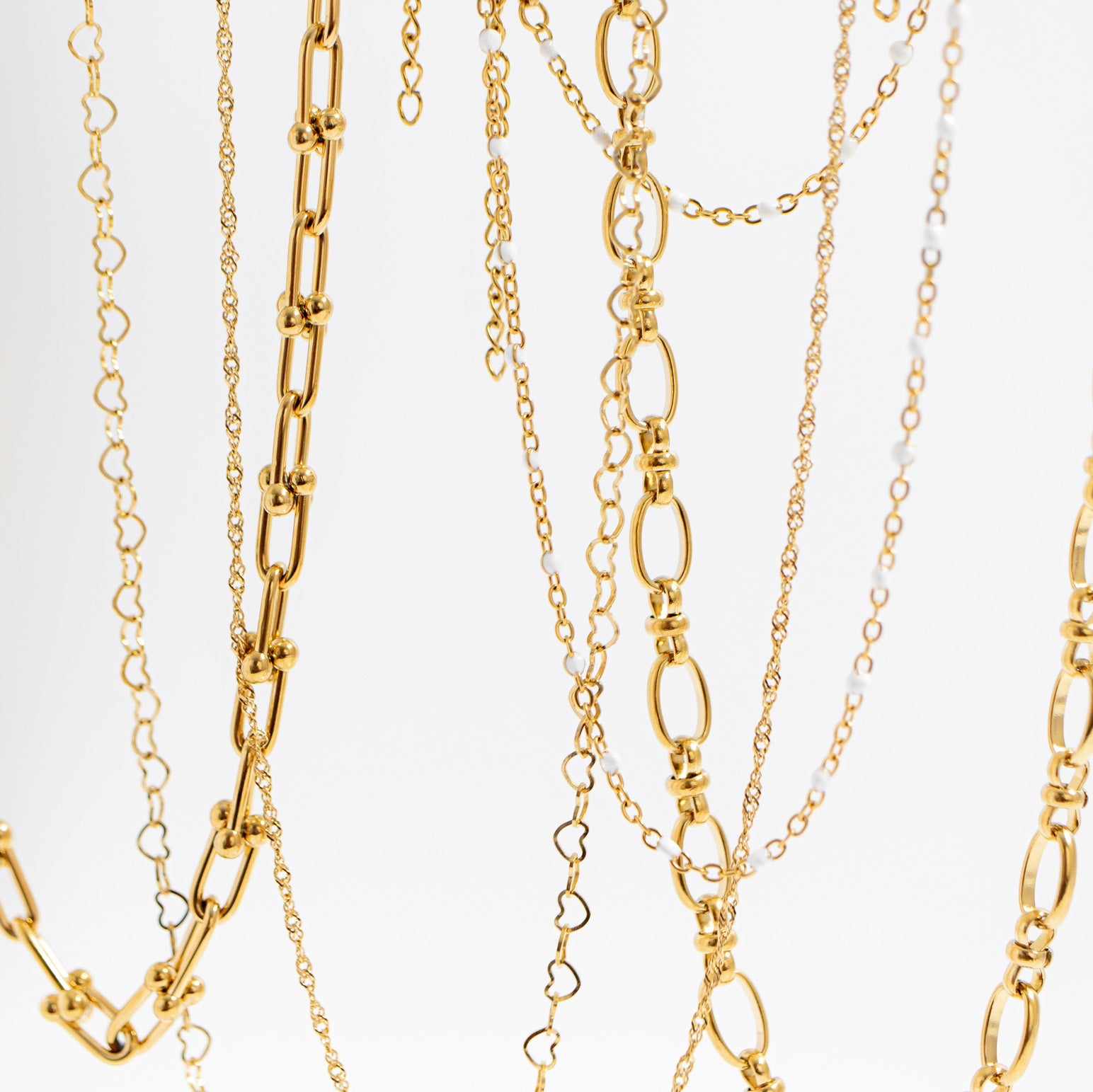 18K Gold PVD Stainless Steel Heart Chain Necklace
