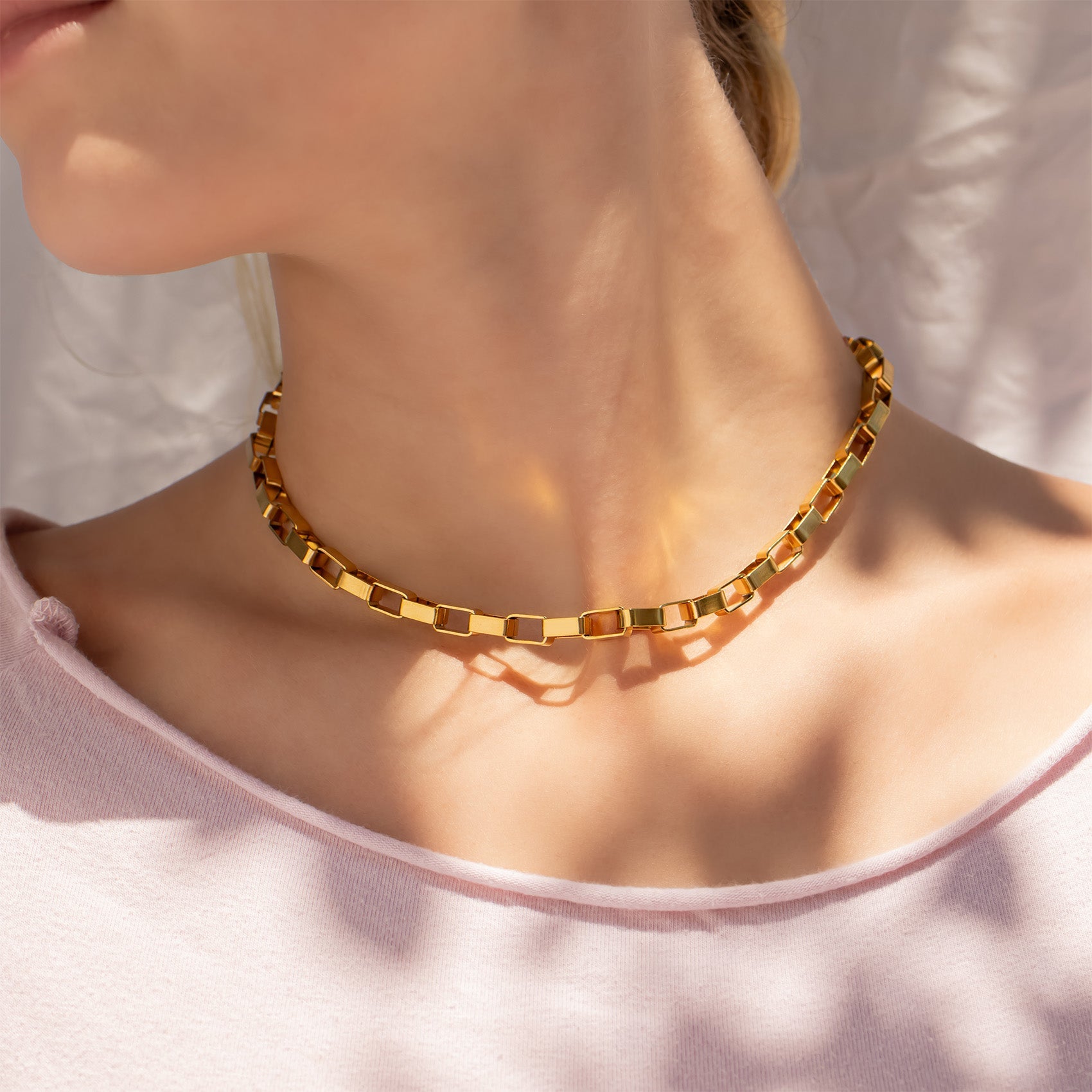 18K Gold  PVD Stainless Steel Chunky Paperclip Chain Necklace
