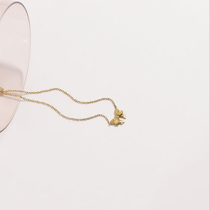 18K Gold PVD Stainless Steel Bow Pendant Necklace
