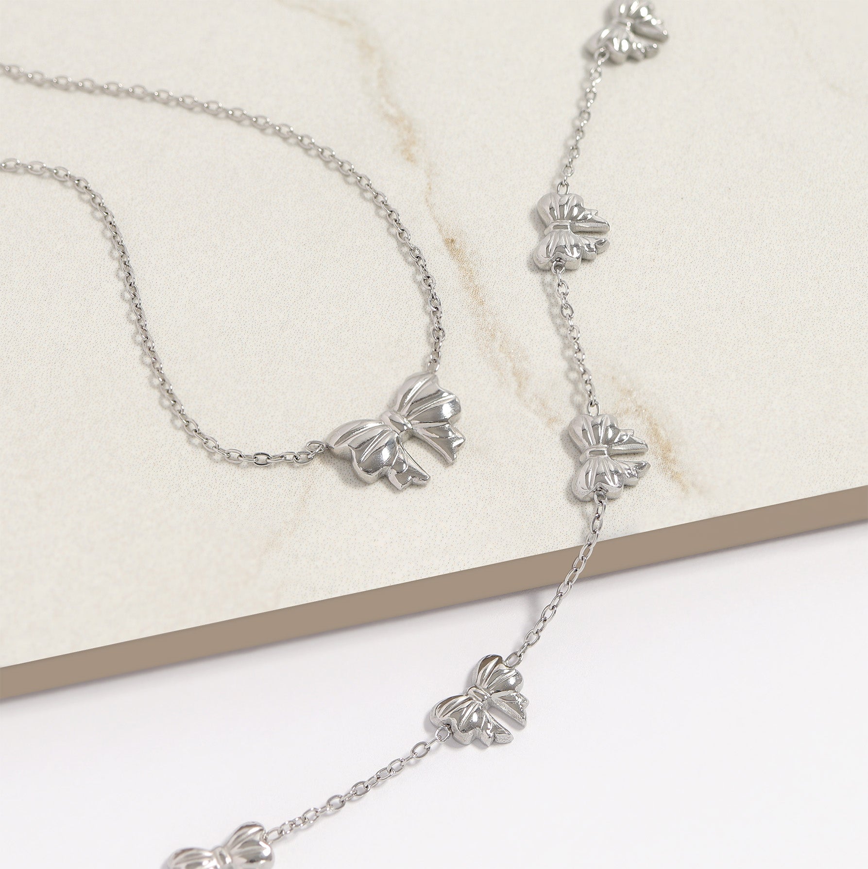 18K Gold PVD Stainless Steel Bow Pendant Necklace