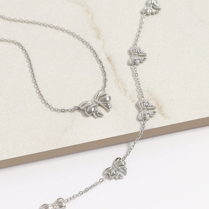 18K Gold PVD Stainless Steel Bow Pendant Necklace