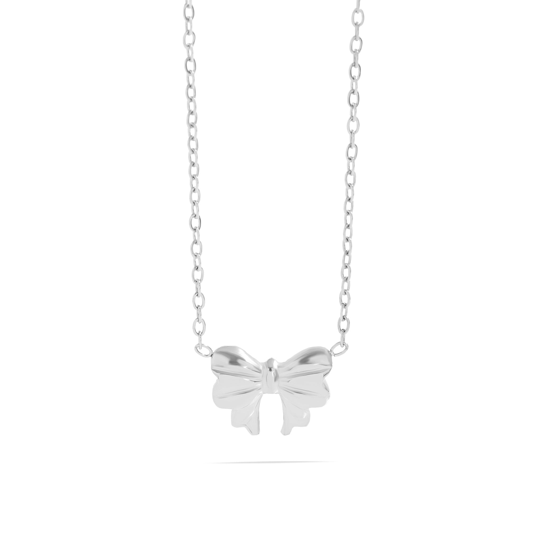 18K Gold PVD Stainless Steel Bow Pendant Necklace