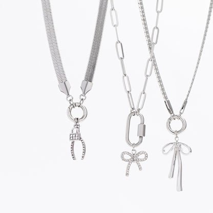 18K Gold PVD Stainless Steel Padlock with Stone Charm