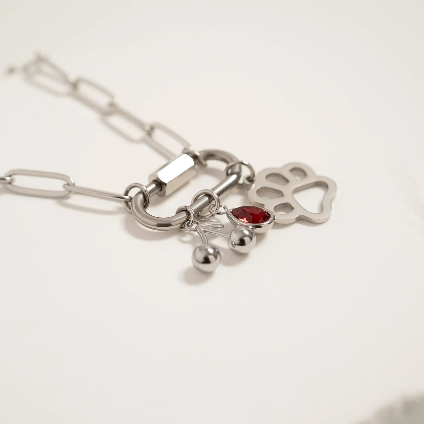18K Gold PVD Stainless Steel Cherry Charm