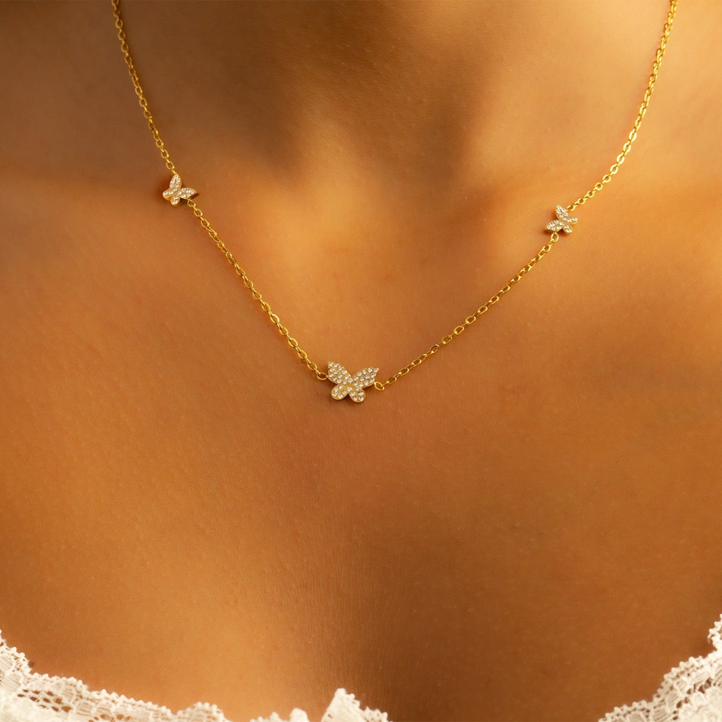 18K Gold Stainless Steel Butterfly Necklace