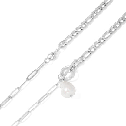 18K Gold PVD Stainless Carabiner Necklace Freshwater Pearl