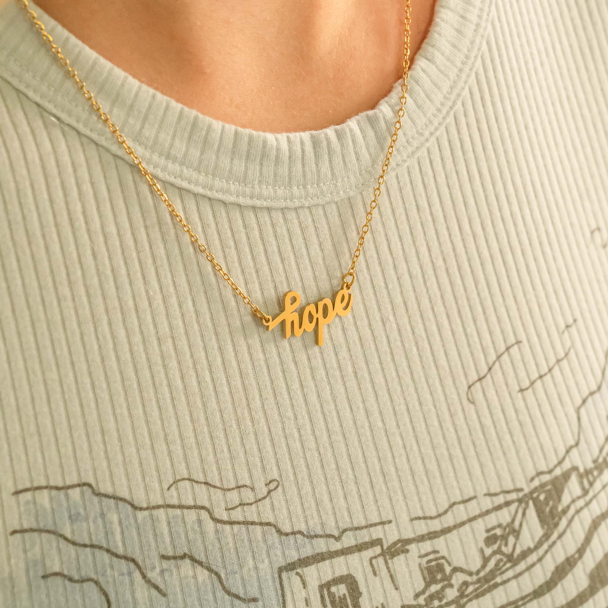 18K Gold PVD Stainless Steel Hope Necklace