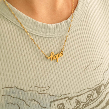 18K Gold PVD Stainless Steel Hope Necklace